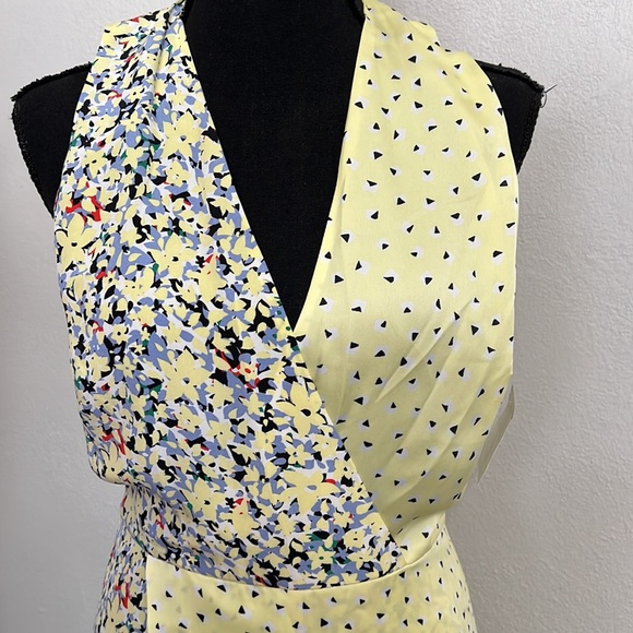 New Equipment Wrap Front Muti Media Silk Midi Dress Yellow Size 4 - Picture 2 of 16